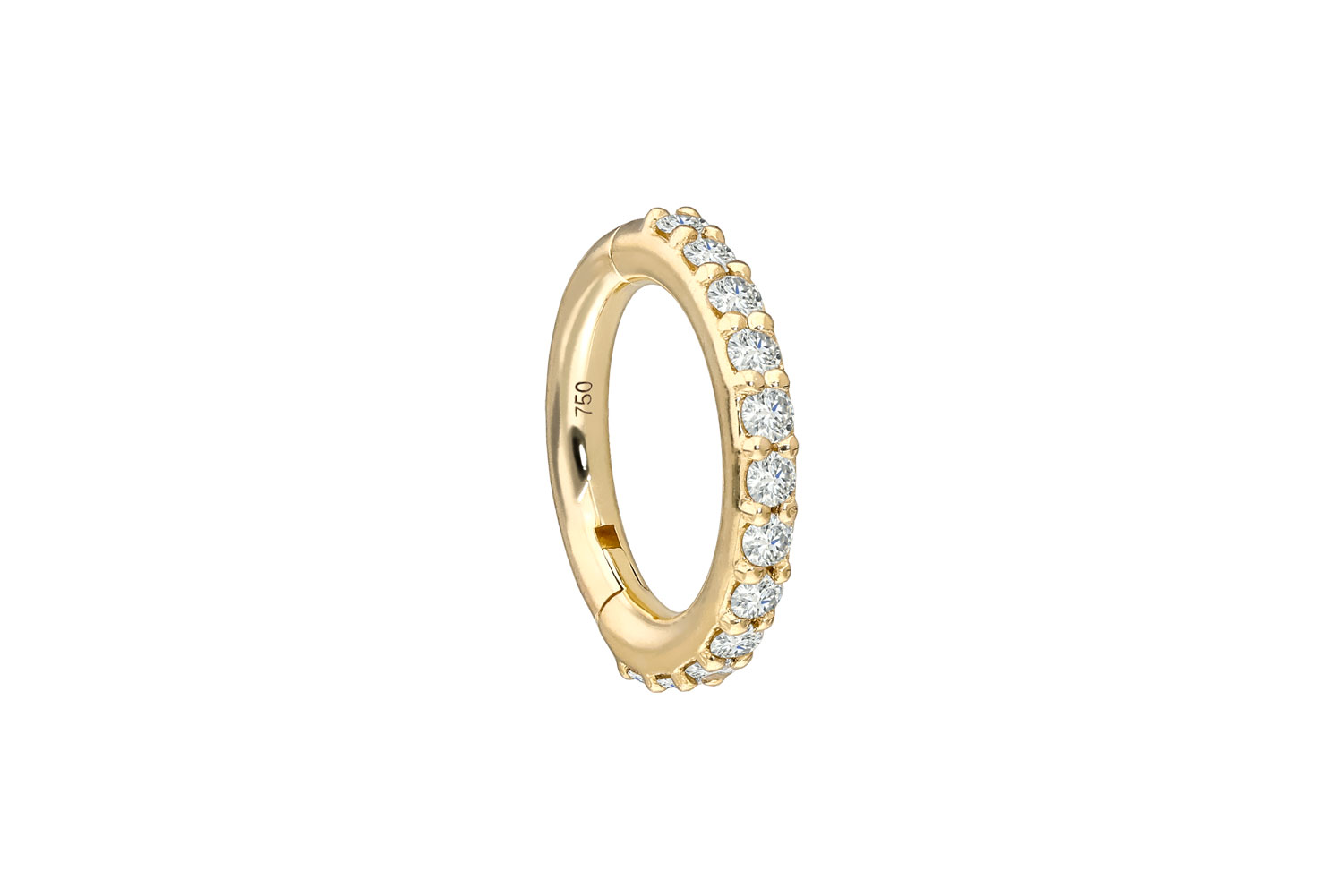 18 Karat Gold Segmentring Clicker Piercing EINGEFASSTE DIAMANTEN